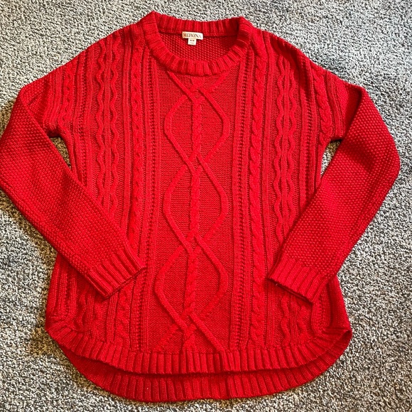Red Cable Knit Sweater - Picture 1 of 5